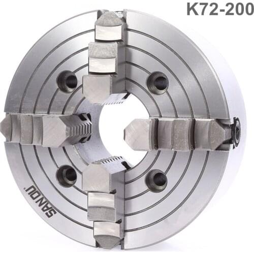 K72-200 4 Jaw Lathe Chuck Four Jaw Independent Chuck 200mm Manual for Welding Positioner Turn Table 1PK Accessories for Lathe