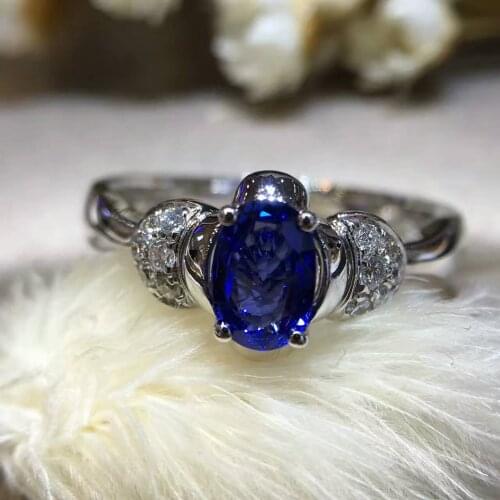 18K Gold 0.630ct Natural Sapphire Women Ring with 0.104ct Diamond Setting 2016 New Fine Jewelry Wedding Band Engagement