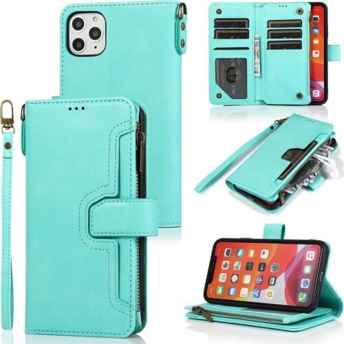 Zipper Flip Leather Wallet Case For iPhone 11 Pro Max SE 2020 10 X 6 6s 7 8 Plus XR XS Max Multifunction Phone Cases Fundas