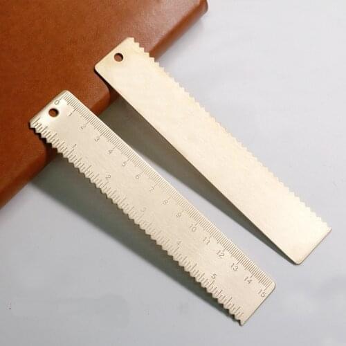 Brass Serrated Straight Ruler Metal Vintage Gift Set Measure Tools School Kids Stationery 12cm 15cm 18cm