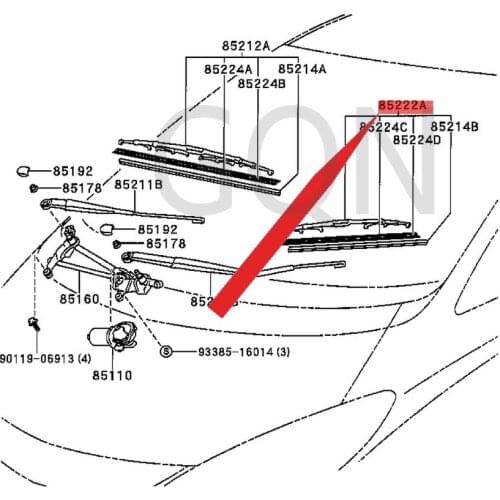 Left front wiper wiper blade 2000-Toy ota PRE VIA Left front wiper blade Wiper blade Left and right wiper blade