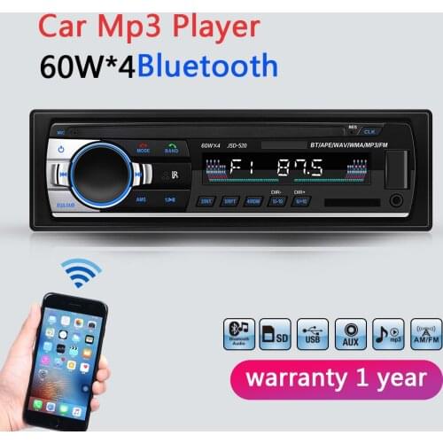Bluetooth In-Dash 1-Din Radio Car Mp3 Player Stereo LED Screen FM Transmitter AUX Usb SD Car MP3 Multimedia Music Player JSD-520