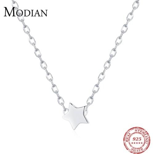 Modian Simple Authentic 925 Sterling Silver Charm Star Necklace Trendy Exquisite Pendant Chain For Women Girls Jewelry Gifts