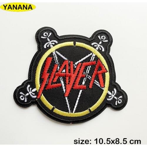 Slayer rock Patches for Clothing DIY Stripes Written Words Sticker Clothes Stickers Apparel Garment Accessorie