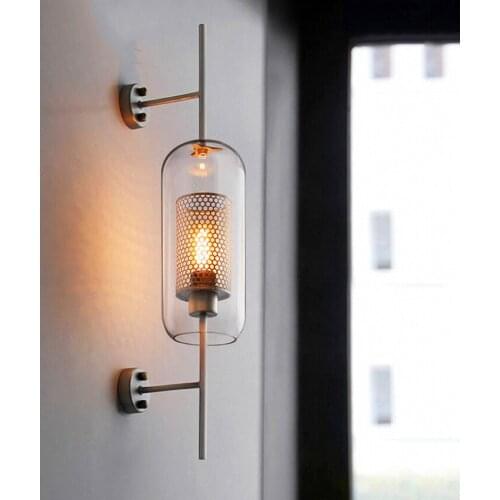 Nordic LED Wall Lights Clear Glass Wall Scones light fixtures Bedroom Bedsides wall lamp Restaurant Study Loft indoor lighting