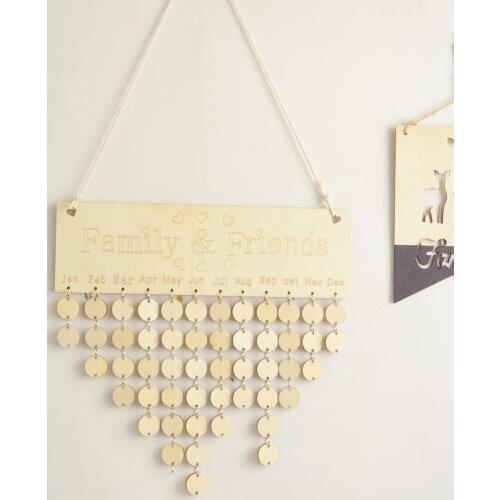 New hot Simple Style Wood Calendar bedroom Living Room Cafe Decoration Wood family and friends calendar Birthday for gift