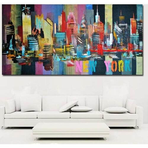 New York City Abstract Painting Canvas Poster Painting For Living Room Wall Art Colorful City Decoration Quadros Unframed