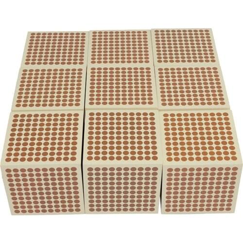 Montessori Education Material For Children Kids Toys 9 Wooden Thousand Cubes