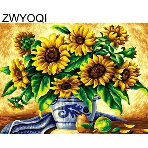 Full Round Diamond painting Cross stitch sunflower 5D DIY Diamond embroidery Full Square Diamond mosaic flower sunflower pear