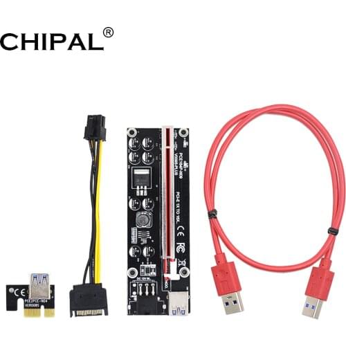 CHIPAL VER007S PCI-E Riser Card 007S PCI Express 1X to 16X Extender 15Pin SATA Power 100CM 60CM USB 3.0 Cable for BTC LTC Mining