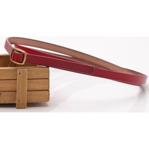 Suit Leather Cowhide Black Small Belt Decoration with Dress Fashion Thin Belt Female Wild Waist Brown Belt Width Buckle Width