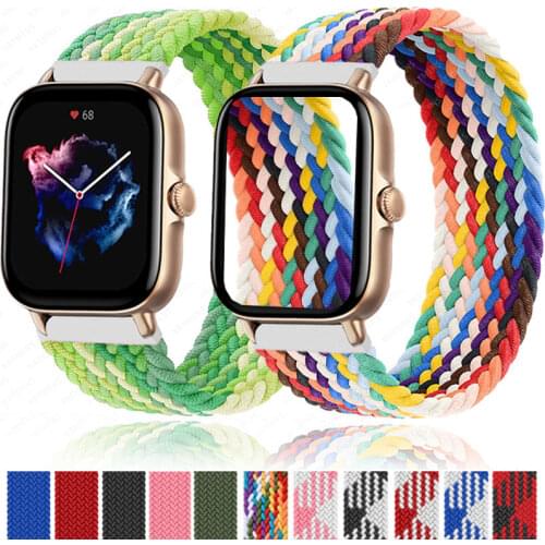 Braided solo loop nylon 20mm 22mm smart band for Xiaomi Amazfit gts2 Bip Gtr watch strap correa reloj for huawei watch gt2 strap