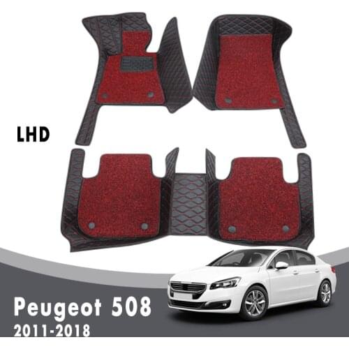 For Peugeot 508 2018 2017 2016 2015 2014 2013 2012 2011 Luxury Double Layer Wire Loop Car Floor Mats Carpets Interior Custom