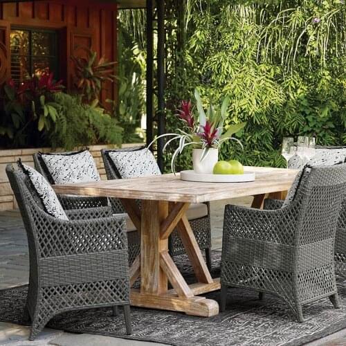 Garden rattan furniture sets patio wicker sets rattan and teak dinning table and chair sets