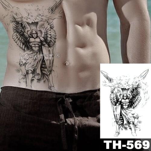 Samurai warrior soldier Temporary Tattoo Sticker Ares Waterproof Tatto Wings Body Art Arm Fake Tatoo Men Women