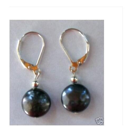 Classic Women Pearl Earring 10-12MM Coin Real Freshwater Pearl S925 Sterling Silver Hook Dangle Earring Fine Jewelry
