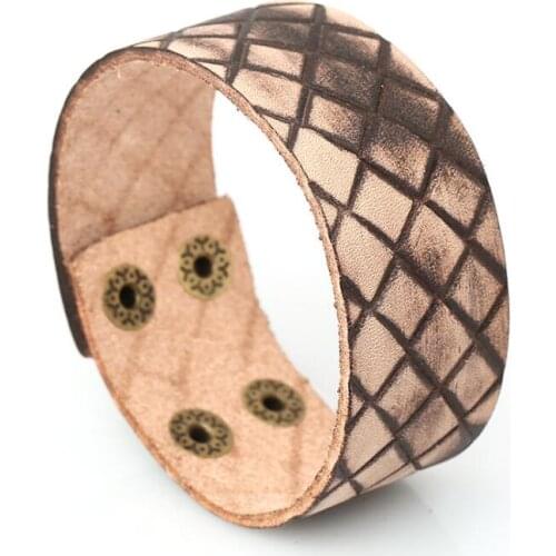 Fashion Wide Bracelet Cuff Wristbands Men Women Retro Genuine Leather Simple Charm Buckle Bangle Wrap Punk Vintage Biker Jewelry