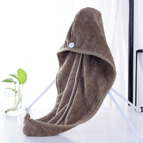 Abrrlo 4Colors Microfiber Dry Hair Cap Coral Velvet Quick Drying Turban Super Absorbent Women thicken Wrap Hair Bath Towel Butto