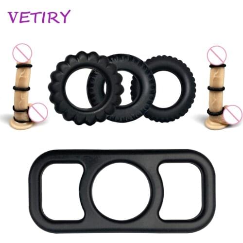 VETIRY Delay Ejaculation Soft Cock Ring Silicone Penis Ring Sex Toys for Men Scrotum Chastity Toys for Men Male Erection Ring