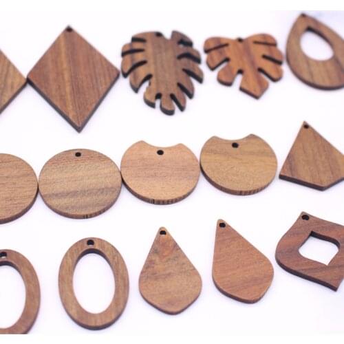 4pcs Retro Natural Wood Earring Charms Diy Jewelry Findings Handmade Leaf Dangle Earrings Ear Drop Make Accessories C61
