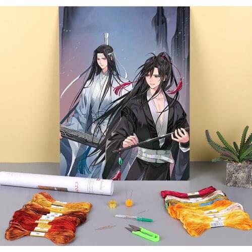 Mo Dao Zu Shi Printed Water-Soluble Canvas 11CT Cross Stitch Complete Kit Embroidery DMC Threads Painting Handicraft Decor