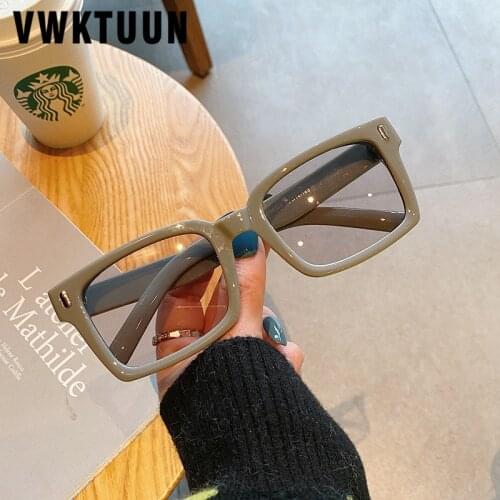 VWKTUUN Rectangle Sunglasses Women Oversized Womens Sunglasses Simple Wide Glasses UV400 Rivet Designer Frame Sunglasses