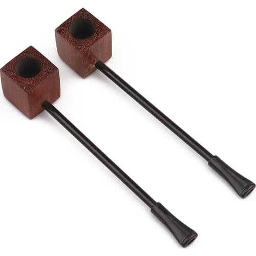 Top Grade Redwood Wood Pipes Square Portable Creative Smoking Pipe Herb Tobacco Pipe Gift Narguile Grinder Smoke Mouthpiece