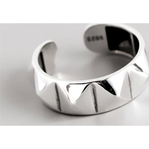 Sole Memory Geometric Rhombus Retro Personality 925 Sterling Silver Female Resizable Opening Rings SRI530