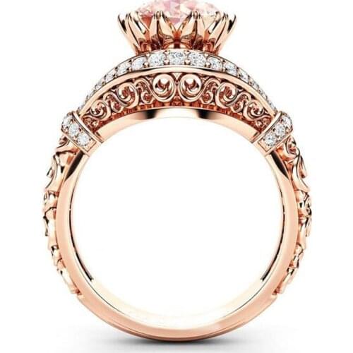 MOONROCY CZ Crystal Vintage Rings Wedding Rose Gold Color Champagne Party Jewelry for Women Dropshipping Wholesale