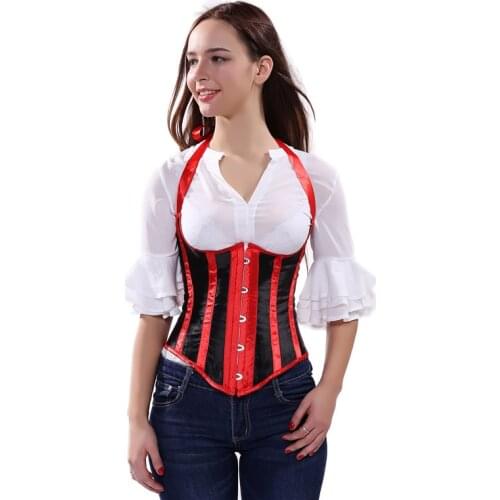 Sapubonva ladies sexy black and white striped halter corset and bustier tops overbust corset plus size underbust corset vest 6xl