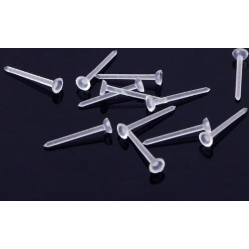 100PCS Invisible Clear Plastic 5mm 3mm Flat Blank Pad Earring Nail Pin Ear Post