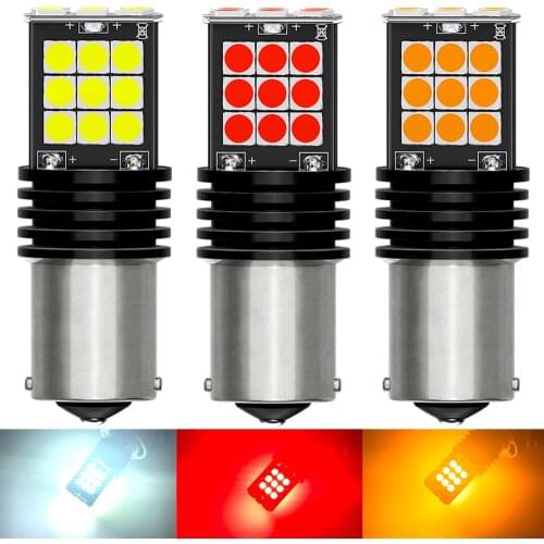 2pcs P21W 1156 BA15S LED Bulbs Car Lights Turn Signal Reverse Brake Light R5W 3030 LEDs 12V DC Automobiles Lamp DRL for Skoda