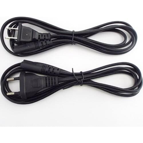 2-Prong Pin Lead Wire connecter EU US Power Supply Cable plug electrical line wire 1.4M 2ft AC Power adapter extension Cord U26
