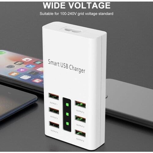 30W Universal 6 Ports USB Hub Smart USB Charger Fast Charging Station Stand Dock Hub 5V/6A Quick Charge For Mobile Phone