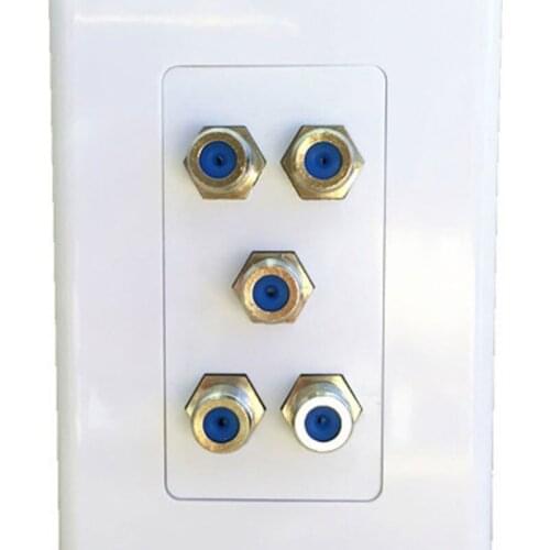 5 Port Television Satellite Wall Plate RCA Coax Cable Coaxial Jack for CCTV TV ABS