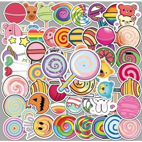 50PCS Cartoon Lollipop Stickers Luggage Skateboard Guitar Fridge Kid Toy DIY Cool Graffiti Girl Mixed VSCO Candy Sticker Decal