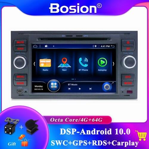 Car Stereo Audio 2 Din DVD Player GPS For Ford Mondeo Focus 2 C-MAX Fiesta transit Fusion 4GB+64GB Wifi BT Android 10 car play