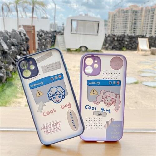 JAMULAR Cool Boy Girl Couple BFF Phone Case For iPhone 11 Pro XS MAX X XR SE2020 8 7 6Plus Shockproof Matte Cover Art Label Capa