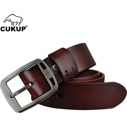 CUKUP 2021 New Design Top Quality Cow Genuine Leather Male Casual Styles Jean Belts for Men Retro 3.8cm Width Accessories NCK993