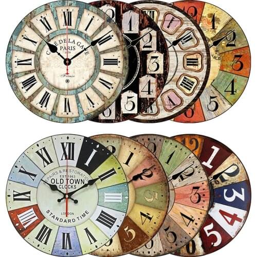 30cm Home Creative Decoration Wooden Retro Wall Hanging Clocks Home Living Room Decor Quartz Clock Drop Shipping