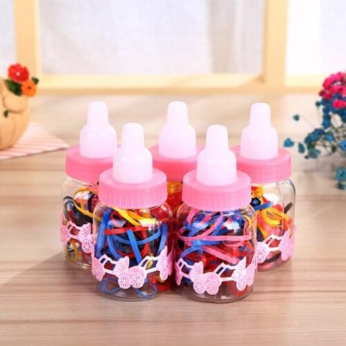 SAINMAX Kids Hair Elastics Multi-Color Polybands Hair Ties For Children in Feeding Bottle Baby Rubber Hair Bands Accessories