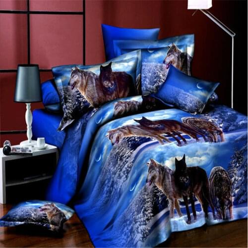 Home Textiles 3D Bedclothes "Wolves" 4PCS Bedding Sets King Or Queen Fast Shipping