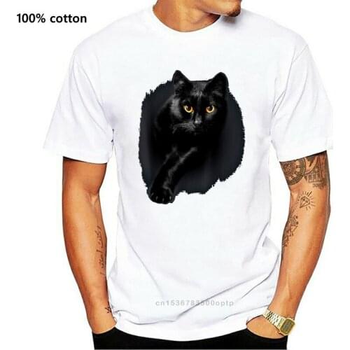 Tee Shirt Gifts-Mens Eyes T-Shirt Cats Black Cat Yellow T-Shirt-Black
