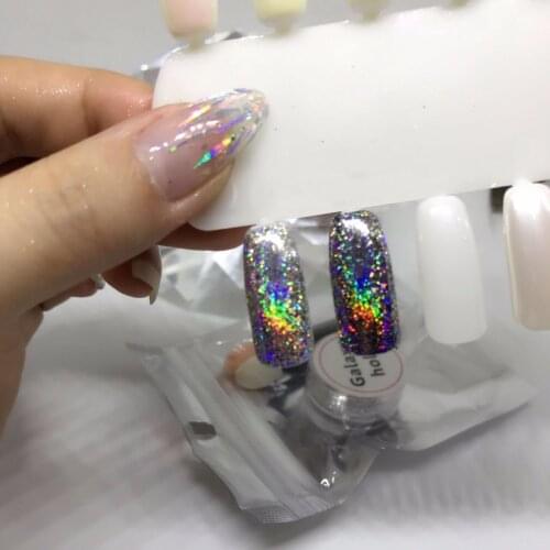 HK4477-2KLK Wholessale lowest Price 0.2gram/box Laser Flakes Galaxy Holo Flakes Bling Nail Flecks Powder Galaxy Chrome Pigment