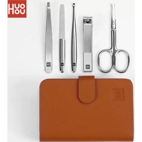 Huohou 5 Pcs Nail Clippers Cutters Set Stainless Steel Ear Cleaner Nail Polisher Personal Cleaning Tools For Home Adults Kids