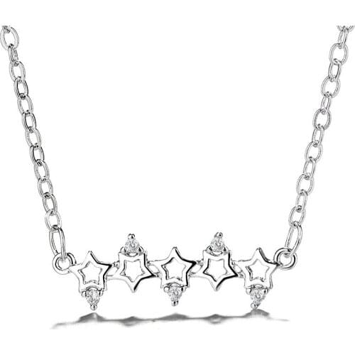 Exquisite Multi Star Pendant Necklace Elegant Womens Wedding Crystal Clavicle Chain Fashion Jewelry Gifts