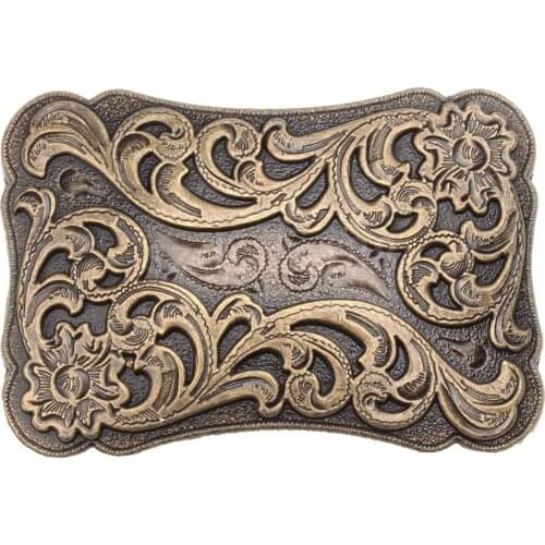 Classic Metal Arabesque Flower Pattern Belt Buckle Western Cowboy Cowgirl