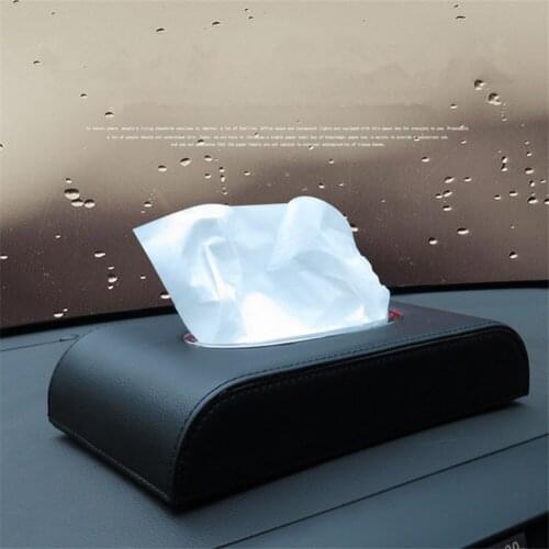 PU Leather Car Tissue Box Home Bathroom Auto Tissue Box Container Towel Napkin Paper Holder for Car Interior Styling Black Red