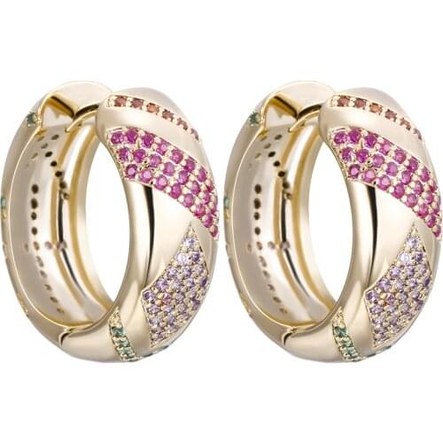 Fashion Colorful Rhinestone Hoop Earrings Jewelry Gift 2021 Classic Wide Circle Brincos Gold Silvery Hoop Earrings For Women