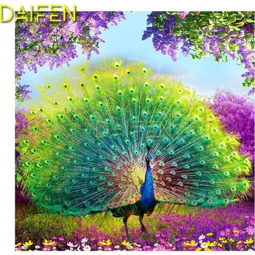 Diy square drill diamond painting cross stitch mosaics Full 100% cover embroidery diamond embroidery Peacock